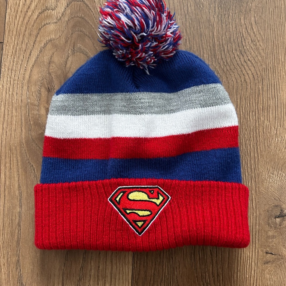 Superman Kids Costume Beanie - Red, Blue, Gray